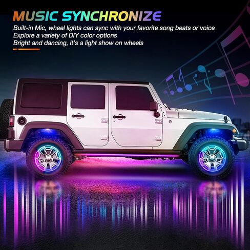 Nilight 4PCS 17.5inch Double Row Wheel Ring Lights Dream Color with APP and Remote Control Neon Lights w/Turn Signal and Braking Function Dual Row for Car Van SUV Truck in Saudi Arabia