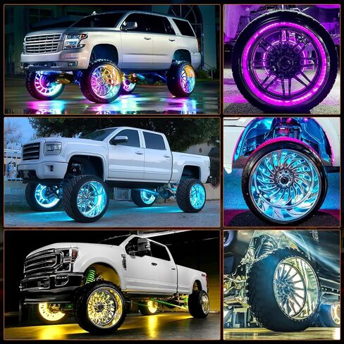Nilight 4PCS 17.5inch Double Row Wheel Ring Lights Dream Color with APP and Remote Control Neon Lights w/Turn Signal and Braking Function Dual Row for Car Van SUV Truck in Saudi Arabia
