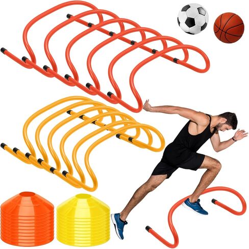 32 PCS 6 "Training Training Earndles Speed ​​Training Hurdles and Marker Cones Equipment for Athleters Soccer Football Basket in Saudi Arabia
