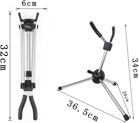 HXBER Foldable Tenor Saxophone Stand Portable Sax Metal Floor Stand Holder with Carry Bag in Saudi Arabia