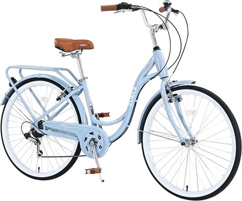 ZUKKA Beach Cruiser Bike for Women 24/26 Inch Ladies Bike 7 Speed Complete Cruiser Bikes with Dual V-Brake and Adjustable Seat, Adult City Bike for Women, Men, Multiple Colors in Kuwait