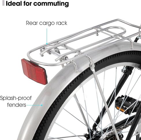 هيلاند 26 بوصة دراجة طراد شاطئية كاملة للبالغين ، و 7 سرعات خطوة من إطار الدراجة النسائية مع رف خلفي ، Retrospec الدراجات ركاب الدراجات للرجال للرجال in Kuwait