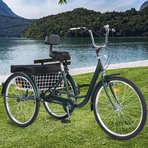 Adult Tricycle，24/26-Inch Adult Trikes, 3 Wheel Cruiser Bike with Large Basket & Adjustable Seat, Shopping Picnic Tricycles for Women, Men, Seniors in Saudi Arabia