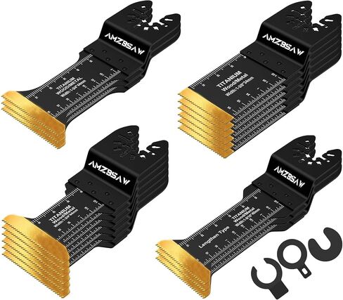 50 PCS Titanium Oscillating Saw Blades Metal Cutting, 4 Types Multitool Blades for Hard Material Soft Metal Nails and Wood Plastic, Multi Tool Blades Kits Fit Dewalt Ryobi Milwaukee Bosch in Kuwait