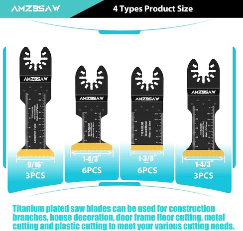 50 PCS Titanium Oscillating Saw Blades Metal Cutting, 4 Types Multitool Blades for Hard Material Soft Metal Nails and Wood Plastic, Multi Tool Blades Kits Fit Dewalt Ryobi Milwaukee Bosch in Kuwait