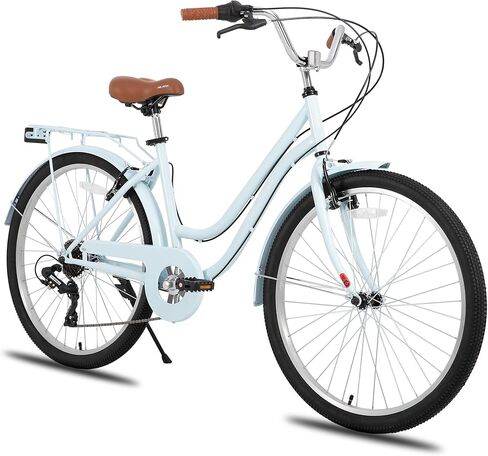 هيلاند 26 بوصة دراجة شاطئية طراد للرجال والنساء ، 7 سرعات تدرج الدراجات البالغة مع رف خلفي ، Retrospec الدراجات ركوب الدراجات مدينة in Kuwait