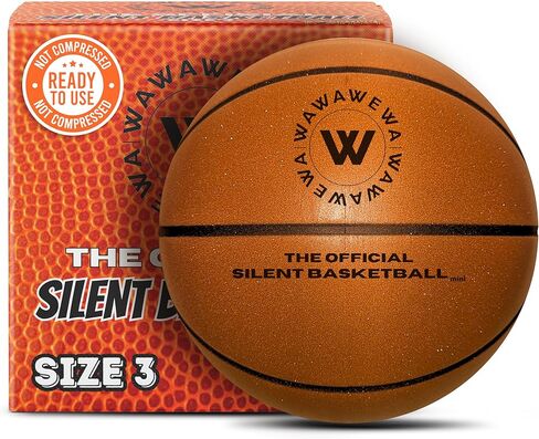 The Official Silent Basketball Mini (Size 3) – NOT Compressed Indoor Mini Basketball for Quiet Bounce – Ready to Play Grooved Airless Ball for 4+ Players – Foam Basketballs for Practice (22") in Kuwait