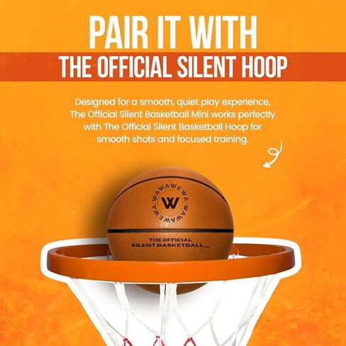 The Official Silent Basketball Mini (Size 3) – NOT Compressed Indoor Mini Basketball for Quiet Bounce – Ready to Play Grooved Airless Ball for 4+ Players – Foam Basketballs for Practice (22") in Kuwait
