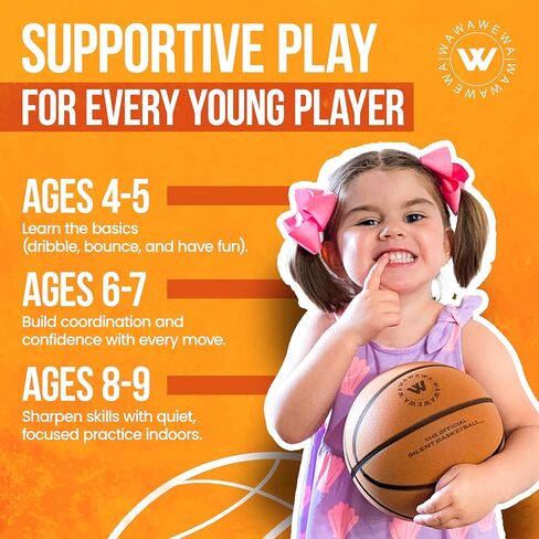 The Official Silent Basketball Mini (Size 3) – NOT Compressed Indoor Mini Basketball for Quiet Bounce – Ready to Play Grooved Airless Ball for 4+ Players – Foam Basketballs for Practice (22") in Kuwait