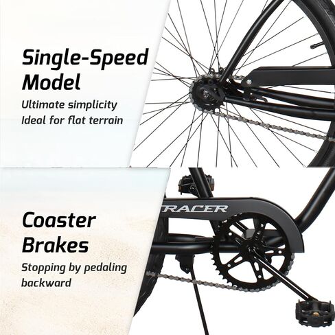 Tracer ACE 26in Single Speed Beach Cruiser Bike with Coaster Brake for Mens and Womens -Multiple Colors in Saudi Arabia