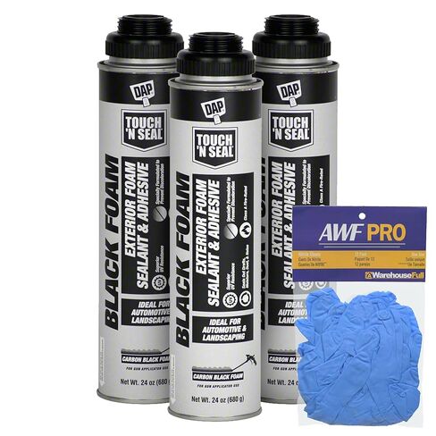 DAP Touch N Seal Black Spray Foam Sealant for RV, Pond, Waterfall & Landscape - UV Resistant, Class A Fire Rated, Waterproof, Polyurethane Adhesive with AWF PRO Gloves (Pack of 6) in Saudi Arabia