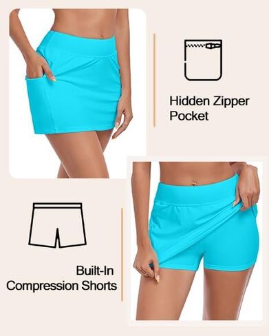 Ocean Blues Women's High Waisted Swim Skirt Tummy Control Skirted Swimsuit Bottom with Mesh Liner in Saudi Arabia