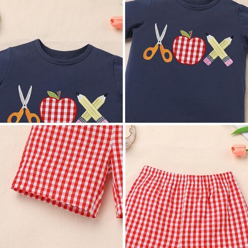 IMEKIS Toddler Kids Boys Back to School Outfit Top with Shorts Schoolbus Embroidered Kindergarten Clothes 3-7T in Saudi Arabia