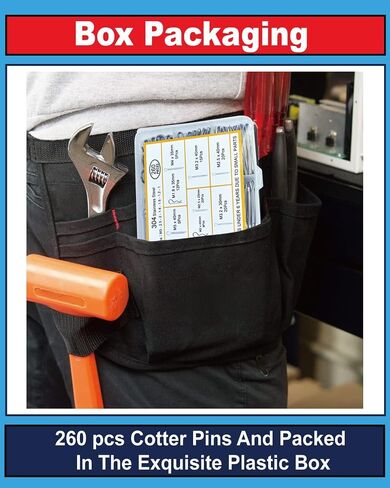260 PCS Cotter Pins Kit - 16 أحجام دبابيس أجهزة مجموعة 304 مقاطع من الفولاذ المقاوم للصدأ دبوس دبابيس صغيرة تستخدم للسيارات ، عقبة مقطورة ، جزازة العشب in Kuwait