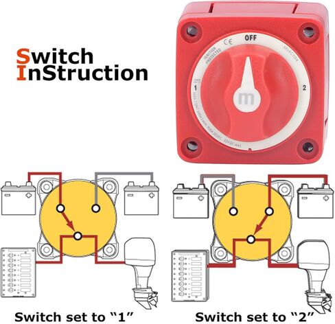 300A Battery Disconnect Switch, 3 Position Dual Battery Switch, Battery Kill Switch for Marine, Boat, Car, Truck, Trailer, RV in Saudi Arabia