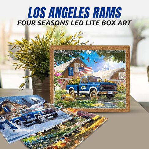 Sporticulture NFL Los Angeles Rams LED Lite Box 10" x 8" – Light Up Poster Frame w/ 4 Interchangeable Seasonal Art Prints – Backlit Wall Decor for Fan Cave Office Game Room – Fall Halloween Christmas in Kuwait