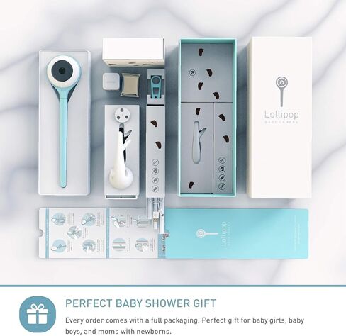 لولي بوب كاميرا اطفال مع كشف بكاء حقيقي، شاشة ذكية لمراقبة الطفل مع كاميرا وصوت مع خاصية التحدث باتجاهين هدية مثالية لحفلات استقبال المولود الجديد. تأتي مع رؤية ليلية بالأشعة تحت الحمراء. (تركواز) in Kuwait