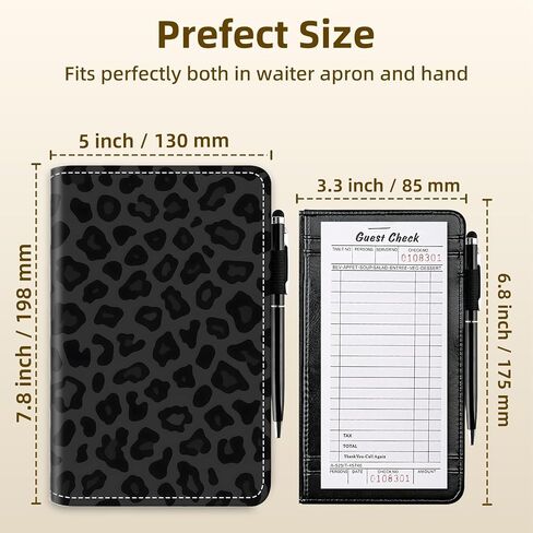 Server Book for Waitress, PU Leather Server Guest Check Book with Zipper Pocket and Card Holder, Server Wallet Booklet for Waitstaff Organizer Fit Server Apron, Black Cat Forest in Saudi Arabia