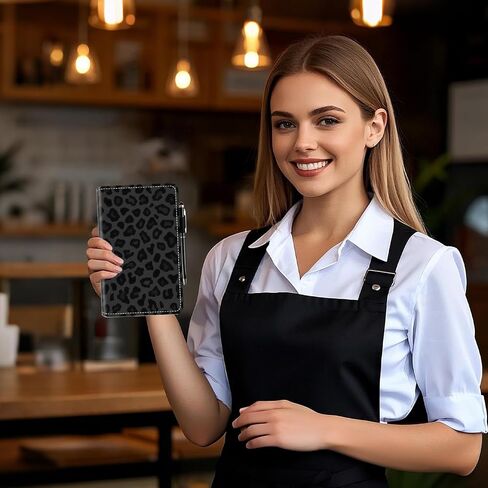 Server Book for Waitress, PU Leather Server Guest Check Book with Zipper Pocket and Card Holder, Server Wallet Booklet for Waitstaff Organizer Fit Server Apron, Black Cat Forest in Saudi Arabia