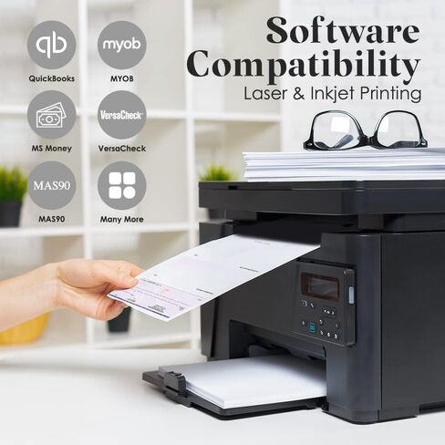 ABC Computer Voucher Checks Compatible w/Quick Books Check on Top, Gold Linen (500 Sheets) in Kuwait