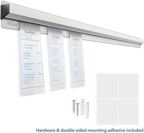 GRIDMANN 60-inch Slide Check Rack, Aluminum Restaurant Ticket Holder for Commercial Kitchen Food Orders in Kuwait