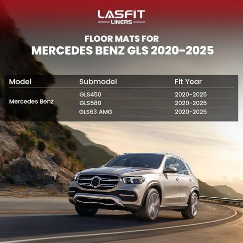 LASFIT Cargo Mat Fits for Mercedes Benz GLS 2025 2024 2023-2020, Custom Fit GLS 450 580 63 AMG,All Weather TPE Cargo Liners,Cargo with Seatback in Saudi Arabia