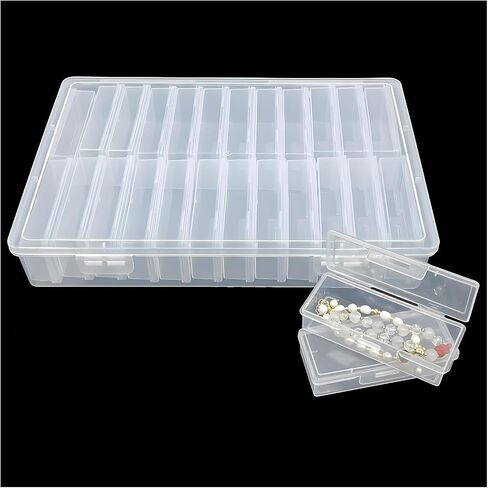 منظمو الخرز الصغيرة المصغرة تخزين حبة Clear-16 PCs صناديق بلاستيكية واضحة لتنظيم الخرز ، مشروع DIY ، أدوات فن الأظافر ، الماس ، لبنات البناء ، العناصر الصغيرة ، مع ملصقات ملصقات الأوراق in Saudi Arabia