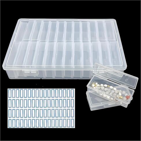 منظمو الخرز الصغيرة المصغرة تخزين حبة Clear-16 PCs صناديق بلاستيكية واضحة لتنظيم الخرز ، مشروع DIY ، أدوات فن الأظافر ، الماس ، لبنات البناء ، العناصر الصغيرة ، مع ملصقات ملصقات الأوراق in Saudi Arabia