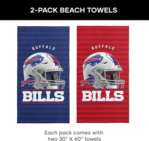 NORTHWEST NFL Buffalo Bills 2-Pack Beach Towel Set, 30" x 60" Each, Standard, Team Colors in Saudi Arabia