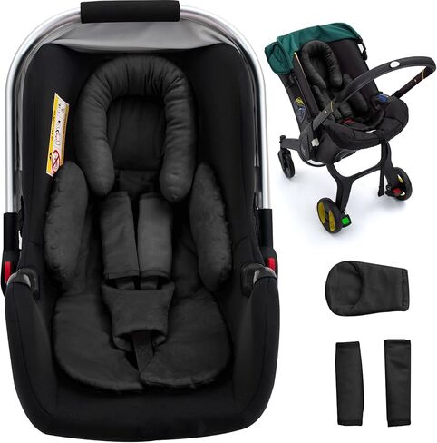 Baby Car Seat Head Support for Doona Stroller, Thickened Infant Carseat Head Support with 3 Strap Covers, Reversible Car Seat Insert for Newborn, Baby Car Seat Cushion with Filled Natural Cotton in Saudi Arabia