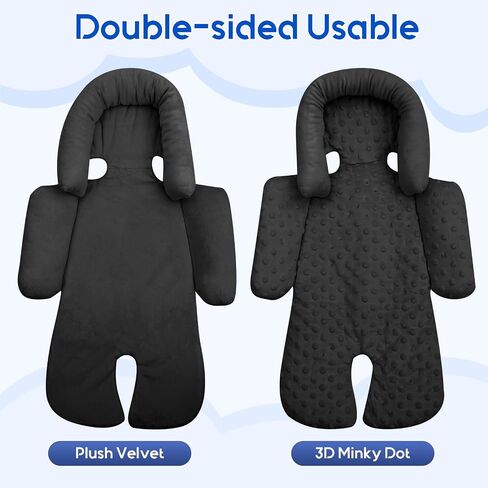 Baby Car Seat Head Support for Doona Stroller, Thickened Infant Carseat Head Support with 3 Strap Covers, Reversible Car Seat Insert for Newborn, Baby Car Seat Cushion with Filled Natural Cotton in Saudi Arabia