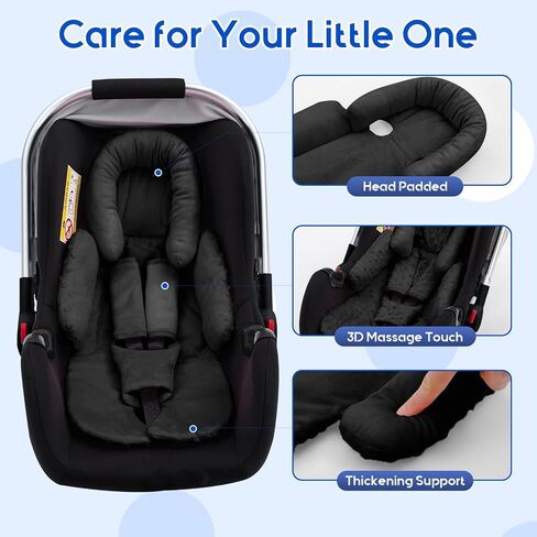Baby Car Seat Head Support for Doona Stroller, Thickened Infant Carseat Head Support with 3 Strap Covers, Reversible Car Seat Insert for Newborn, Baby Car Seat Cushion with Filled Natural Cotton in Saudi Arabia