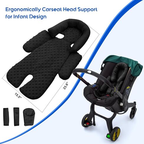 Baby Car Seat Head Support for Doona Stroller, Thickened Infant Carseat Head Support with 3 Strap Covers, Reversible Car Seat Insert for Newborn, Baby Car Seat Cushion with Filled Natural Cotton in Saudi Arabia