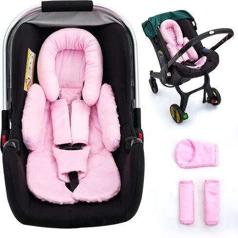 Baby Car Seat Head Support for Doona Stroller, Thickened Infant Carseat Head Support with 3 Strap Covers, Reversible Car Seat Insert for Newborn, Baby Car Seat Cushion with Filled Natural Cotton in Saudi Arabia