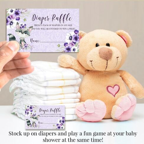 Amanda Creation Little Rascal Cute Raccoon Diaper Raffle Tickets for Baby Girl Showers, 20 2" X 3" Double Sided Insert Cards for Games, Bring a Pack of Diapers to Win Favors & Prizes! in Saudi Arabia