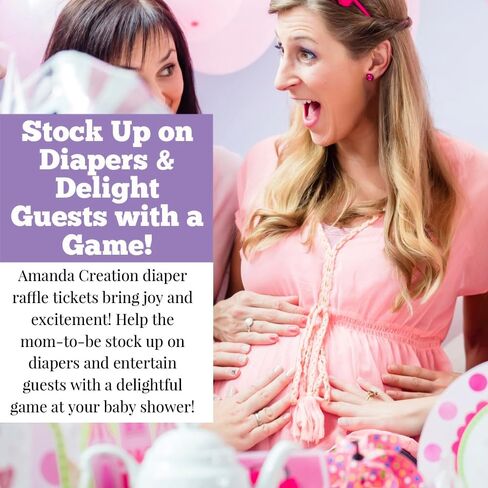Amanda Creation Little Rascal Cute Raccoon Diaper Raffle Tickets for Baby Girl Showers, 20 2" X 3" Double Sided Insert Cards for Games, Bring a Pack of Diapers to Win Favors & Prizes! in Saudi Arabia