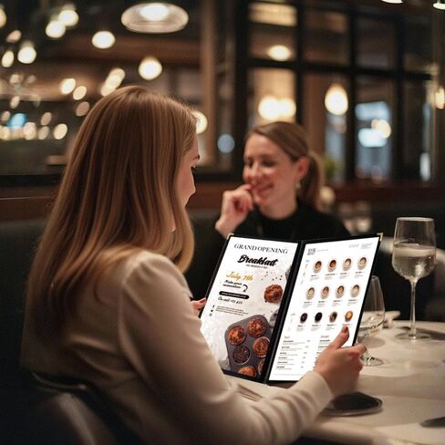 10 Packs Cafe-Style Menu Covers, 2Pages/4Views Standard 8.5''x 11"Menu Holders, Durable Double-Stitched Edges, Crystal Clear Vinyl Protection, Easy-Insert Design Ideal for Restaurants(10PCS) in Kuwait