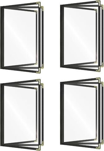 10 Packs Cafe-Style Menu Covers, 3Pages/6Views Standard 8.5''x 11" Menu Holders, Durable Double-Stitched Edge, Crystal Clear Vinyl Protection, Easy-Insert Design Ideal for Restaurants(10PCS) in Kuwait