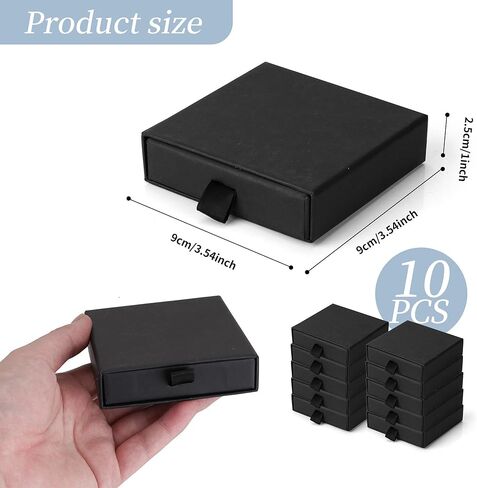 Jewelry Gift Boxes, 10 Pack 3.5" × 3.5" x 1" Sponge Fill Cardboard Jewelry Box Bulk, Drawer Style Small Gift Boxes for Necklace Pendant Bracelet Ring Earring Display and Storage, White in Kuwait