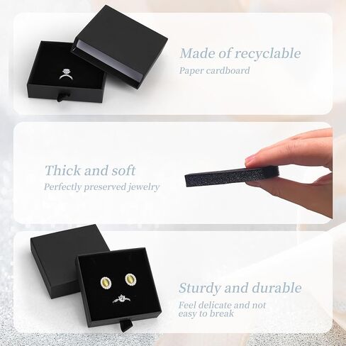 Jewelry Gift Boxes, 10 Pack 3.5" × 3.5" x 1" Sponge Fill Cardboard Jewelry Box Bulk, Drawer Style Small Gift Boxes for Necklace Pendant Bracelet Ring Earring Display and Storage, White in Kuwait