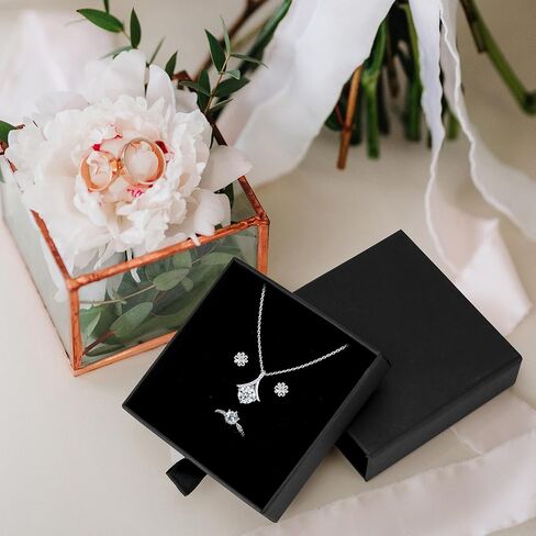 Jewelry Gift Boxes, 10 Pack 3.5" × 3.5" x 1" Sponge Fill Cardboard Jewelry Box Bulk, Drawer Style Small Gift Boxes for Necklace Pendant Bracelet Ring Earring Display and Storage, White in Kuwait