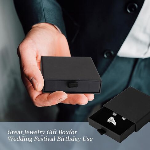 Jewelry Gift Boxes, 10 Pack 3.5" × 3.5" x 1" Sponge Fill Cardboard Jewelry Box Bulk, Drawer Style Small Gift Boxes for Necklace Pendant Bracelet Ring Earring Display and Storage, White in Kuwait