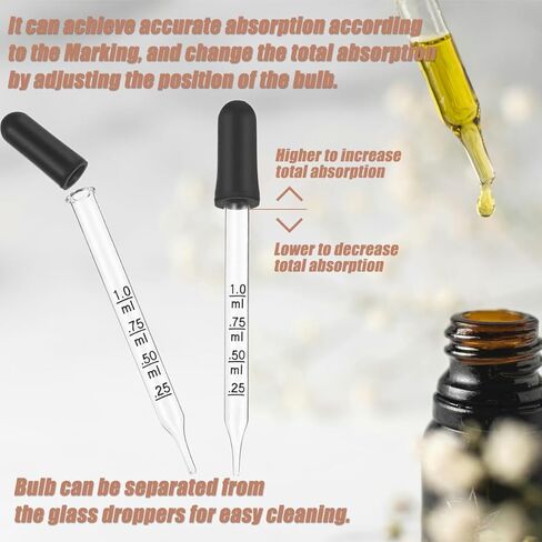 10Pcs Eye Dropper with Storage Case,8 pcs Bent & Straight Tip 1ml Pipette Dropper for Oil with 2 Cleaning Brush, Accurately Dose Pipette for Mixing Paints, Medicine, Crafts, Lab, Pet Feeding, Ear in Kuwait