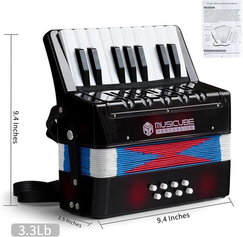 أداة Musicube الأكورديون للأطفال المحترفين 17 مفتاحًا 8 باس أكورديون مع الأشرطة لآلة الموسيقية التعليمية للطلاب المبتدئين للفتيان الفتيات الذين تتراوح أعمارهم in Kuwait