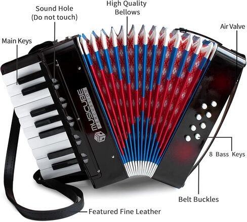 أداة Musicube الأكورديون للأطفال المحترفين 17 مفتاحًا 8 باس أكورديون مع الأشرطة لآلة الموسيقية التعليمية للطلاب المبتدئين للفتيان الفتيات الذين تتراوح أعمارهم in Kuwait