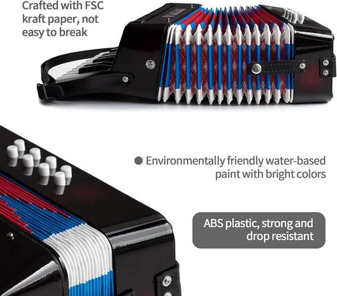 أداة Musicube الأكورديون للأطفال المحترفين 17 مفتاحًا 8 باس أكورديون مع الأشرطة لآلة الموسيقية التعليمية للطلاب المبتدئين للفتيان الفتيات الذين تتراوح أعمارهم in Kuwait