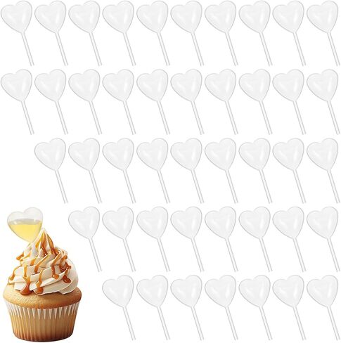 100Pcs 4Ml Heart Style Cupcakes Pipettes, Clear Transfer Liquid Dropper Pipettes, Plastic Pipettes Kitchen Supplies, Injector Mini Pipet for Chocolate, Strawberries Cupcakes, Mini Cakes, Waffles in Kuwait