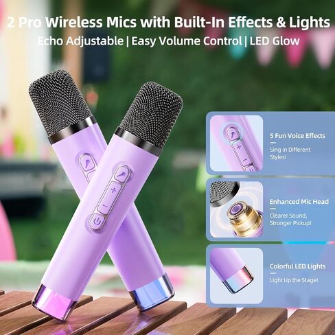 Kinglucky Kid-Friendly Design Karaoke Machine for Kids with 2 Microphones (2025 Upgrade) Gifts for Girls Most Popular 3-12 Year Old Girl Gifts 3 4 5 6 7 8 9 10 11 12 Year Old Girl Birthday Gift Purple in Kuwait