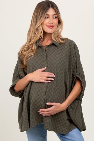 Pinkblush Checker طباعة بلوزة أمومة كبيرة الحجم in Kuwait