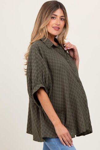 Pinkblush Checker طباعة بلوزة أمومة كبيرة الحجم in Kuwait
